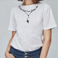 Personalized English Alphabet Necklace Print Women's Short Sleeved Loose T Shirt