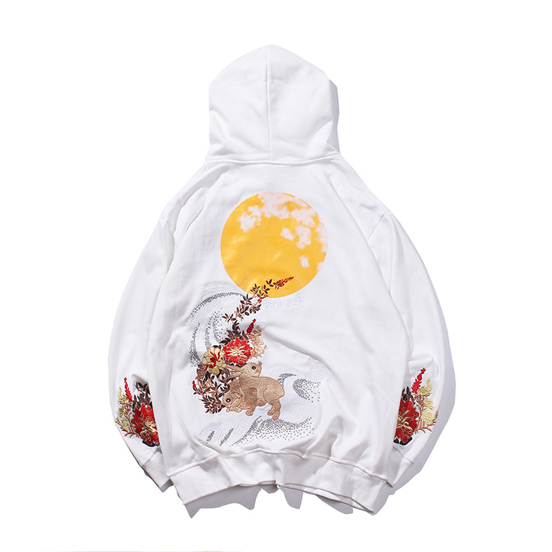 New Chinese style embroidered thin hooded sweater