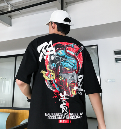 Men's Short Sleeve T-Shirt New Summer Men's Compassionate Ins Hip Hop Half Sleeve Chinese Style T-Shirt