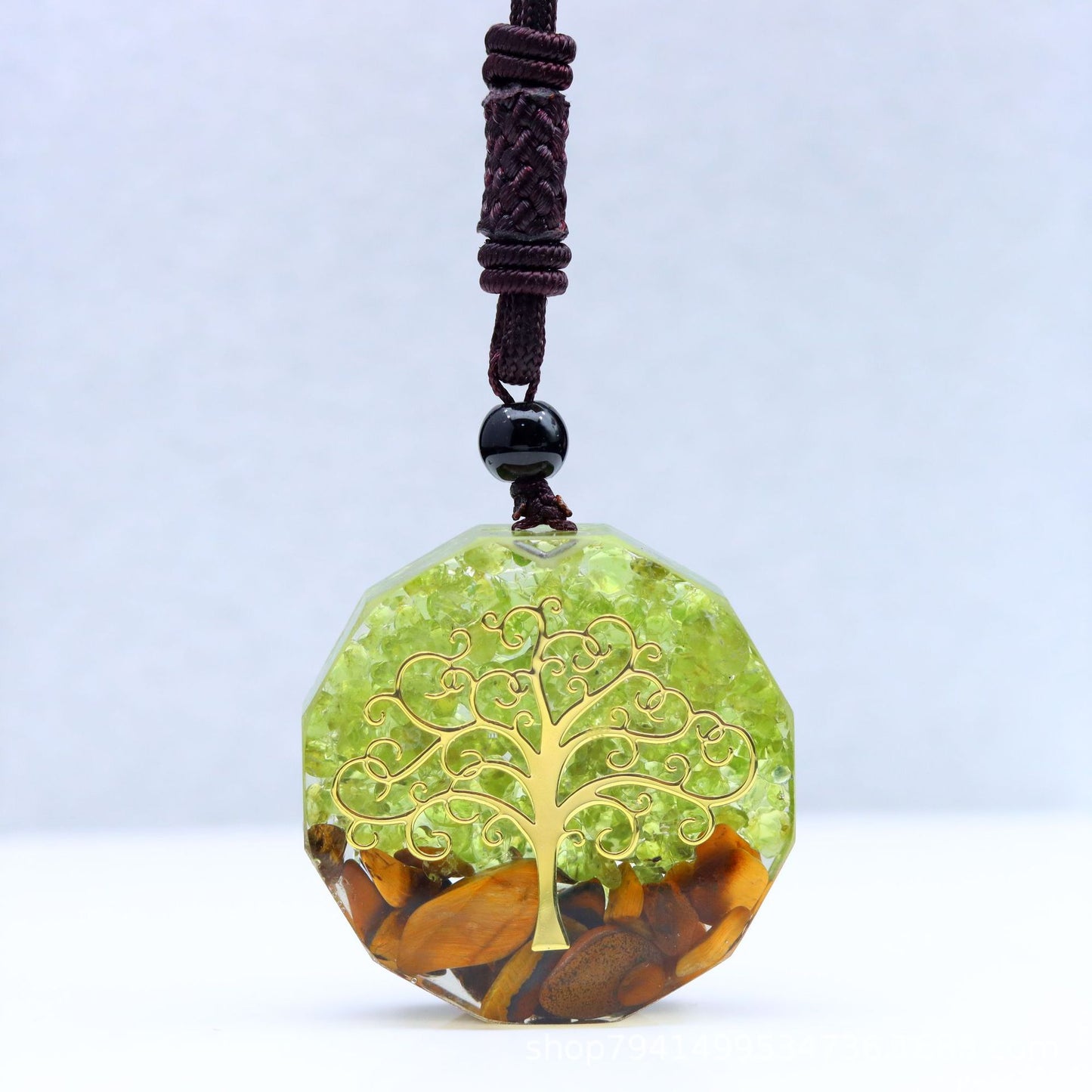 Tree Of Life Gravel Epoxy Resin Necklace